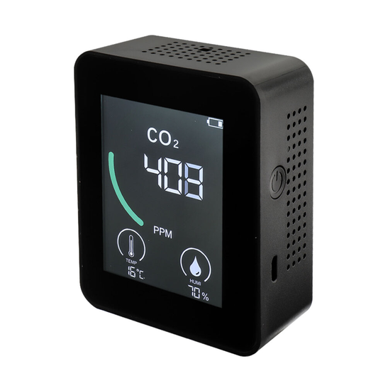 (black) CO2 Temperature Humidity Detector Carbon Monitor