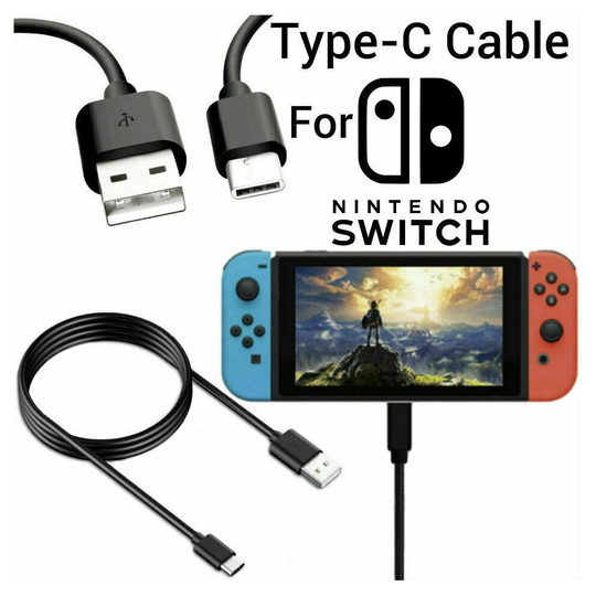 USB Charging Charger Cable 3M Long Lead for Nintendo Switch UK Black