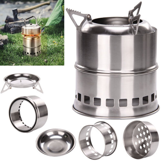 Camping Stove, Stainless Steel Wood Burning Stove with Storage Bag