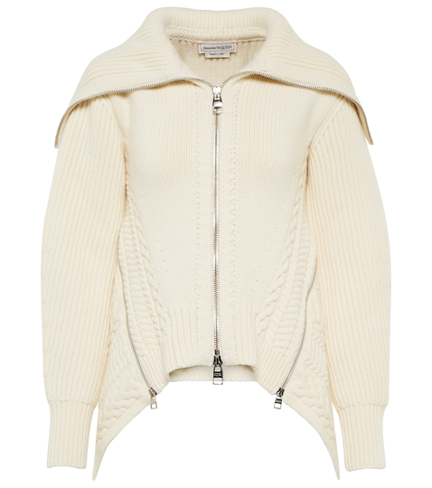 Ribbed-knit wool cardigan