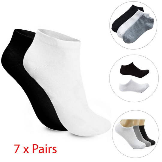 (Black, One Size: Regular) Womens Trainer Liner Ankle Cotton Rich Sports Gym Socks Lot