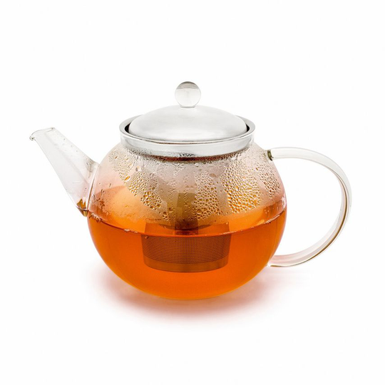 Bredemeijer Teapot Ravello Design 1.2L in Single Wall Glass with Stainless Steel