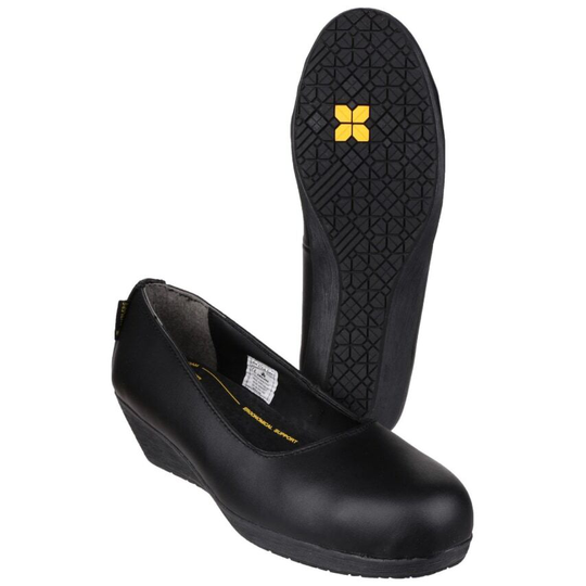 Amblers Safety FS107 Anti-Bacterial Memory Foam Slip on Wedged Safety Court Shoe