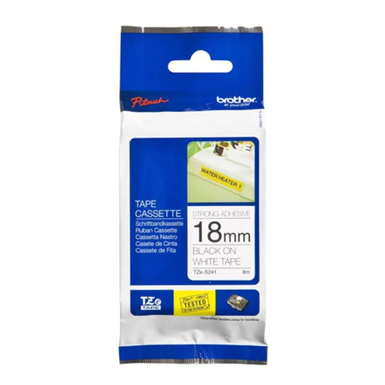 Brother P-touch Paper Bro 18MM Black on White Tape Adhesive