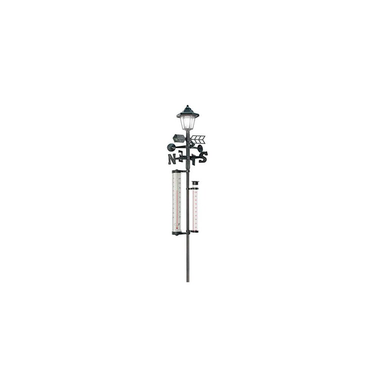 60 '' Tall. All-In-One Solar Weather Station with Solar Powered Light - Measures Snow, Rain, and Wind Speeds