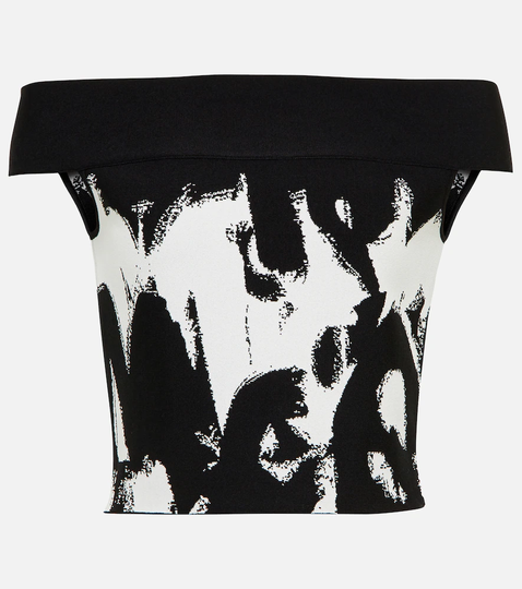 Off-shoulder logo top