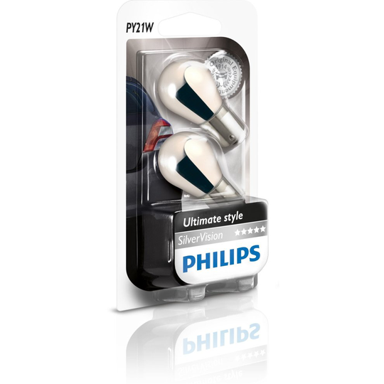 Philips 12496SVB2 12496-SV PY21 Silver Vision (2 x Bulbs)