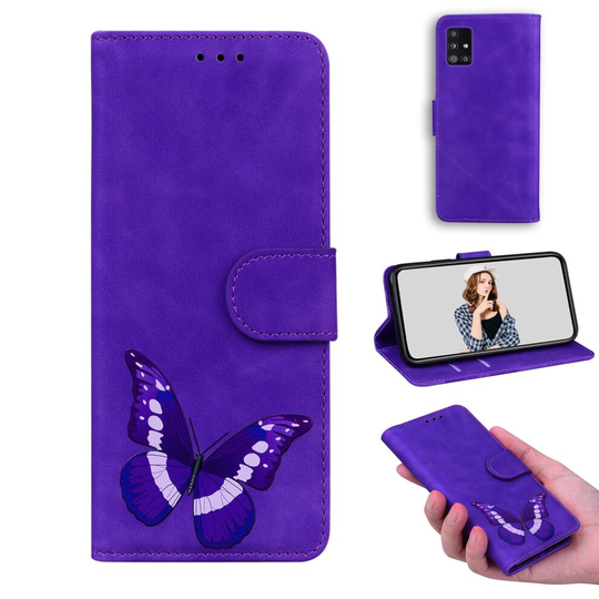 Case for Samsung Galaxy A71 4G Butterfly Cover Premium Leather Magnetic- Purple