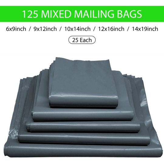125 Mixed Plastic Mailing Postage Bags Strong Self Seal Postage Packaging Bag Parcels Packages