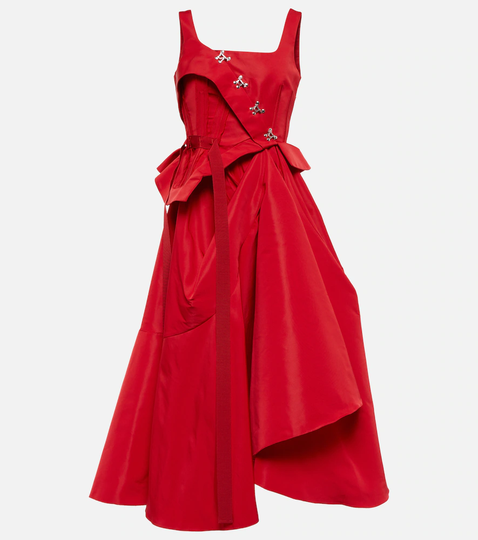 Embellished faille midi dress