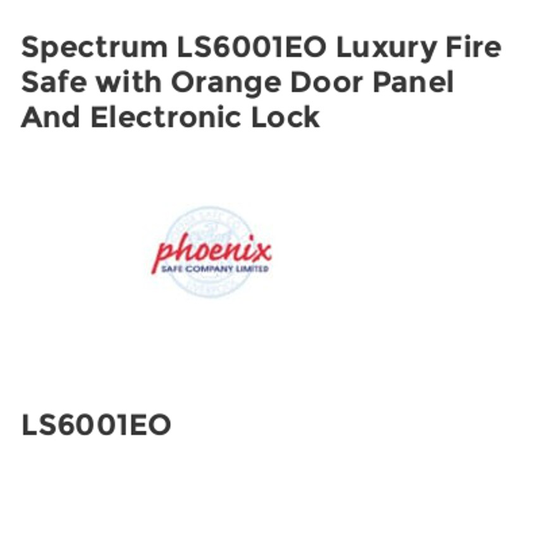 Phoenix Safe Spectrum LS6001EO Luxury Fire Safe with Orange Door Panel and Elect