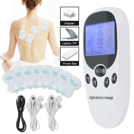 Electric Massager 8 Pad Tens Machine Pulse Muscle Stimulator Relief