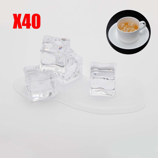 40x Fake Artificial Acrylic Ice Cubes Crystal 2cm Square Clear