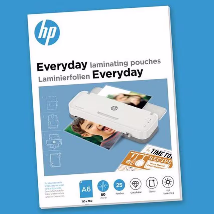 HP Everyday Laminating Pouches A6 80 micron (Pack 25) 9156