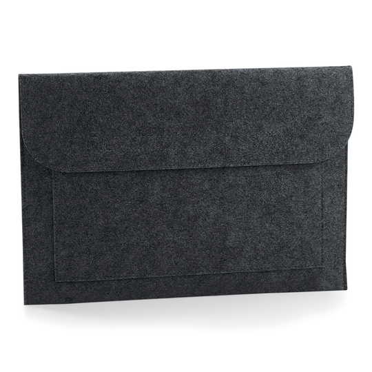 (Charcoal Melange) BagBase Felt 15.6" Laptop A4 Document School Work College Uni Slip Pouch Bag
