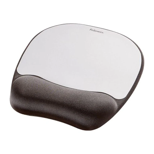Fellowes Memory Foam Mouse Pad and Wrist Rest Silver 9175801