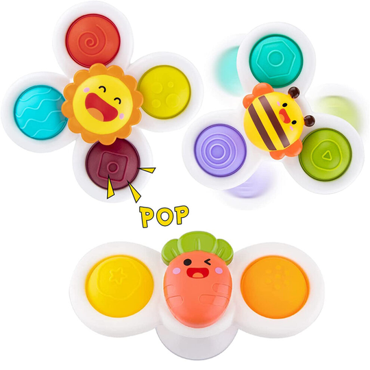 3Pcs Suction Cup Spinner Toys, Baby Bath Toys, Kids Fidget Toys Gift