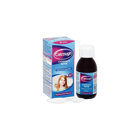 Calcough Children's Syrup, Cough & Sore Throat Relief for 1+ Year, Blackcurrant Flavour, 125ml