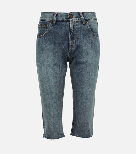 High-rise skinny denim shorts