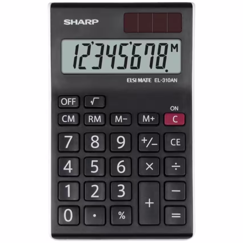 Sharp EL310ANWH Desktop Calculator 8 Digit Angled Display