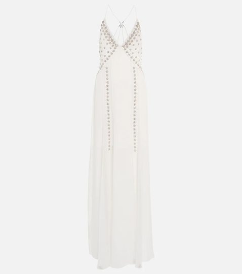 Crystal-embellished silk gown
