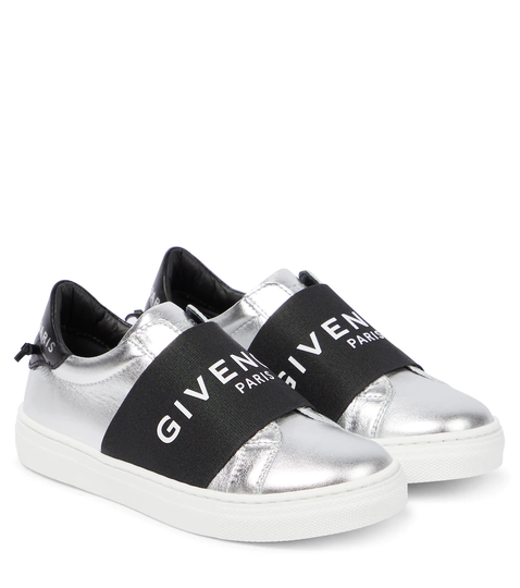 Logo strap leather sneakers