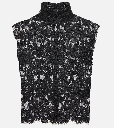 Guipure lace mockneck crop top
