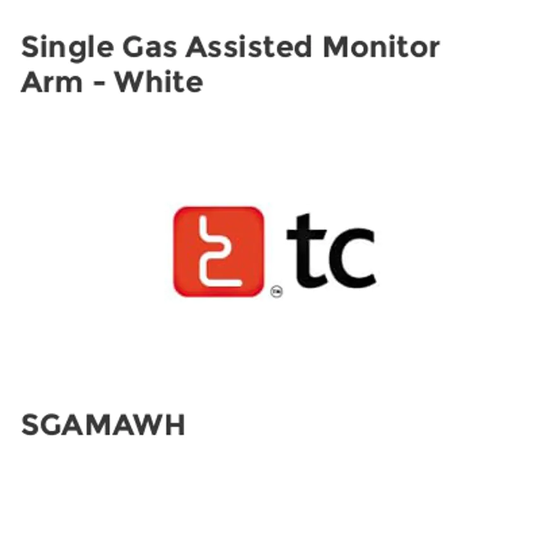 TC Group Single Gas Assisted Monitor Arm - White