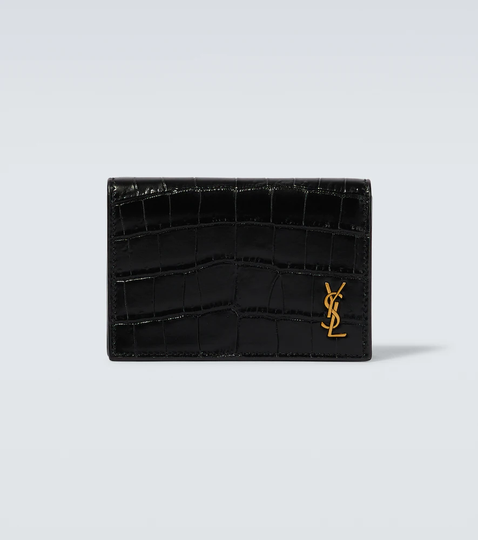 Logo croc-effect leather wallet
