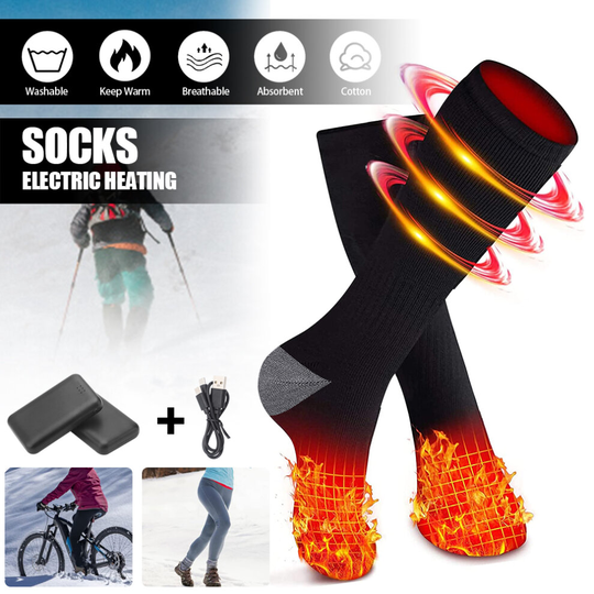 Electric Heated Socks Rechargeable Battery Foot Thermal Warmer Skiing