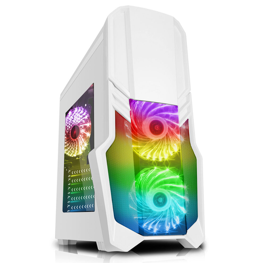 (GFORCE WHITE) Fast Gaming PC Intel Core i5 8GB RAM 120GB SSD+500GB HDD W10