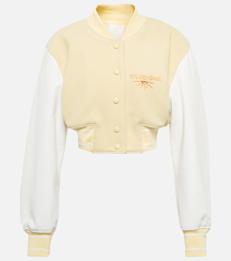Cropped wool-blend bomber jacket