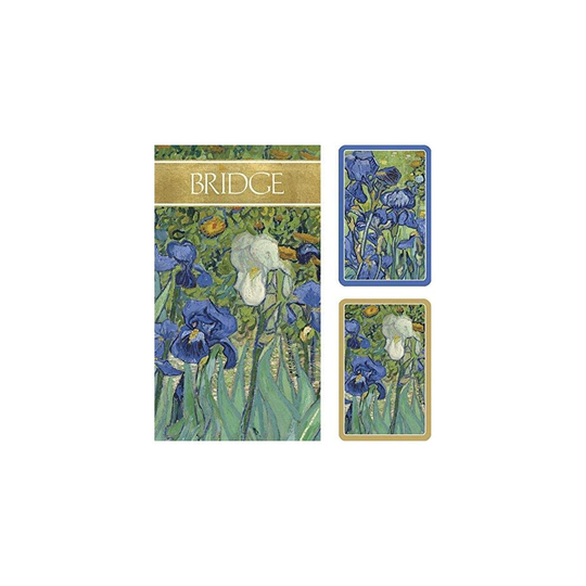 Caspari Van Gogh Irises - Caspari Bridge Gift set includes double deck of cards and 2 score pads in a presentation box