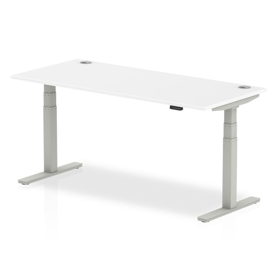 Dynamic Air 1800/800 White Height Adjustable Desk with Cable Ports with Silver L