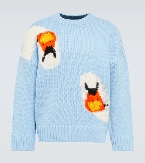Intarsia wool knit sweater