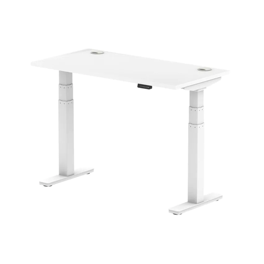 Dynamic Air 1200/600 White Height Adjustable Desk with Cable Ports with White Le