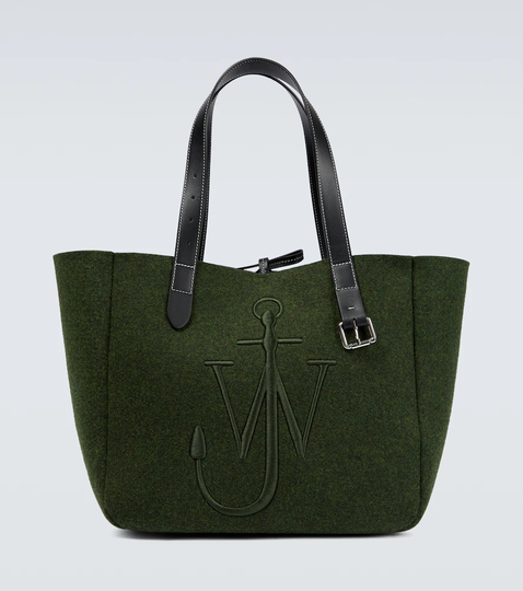 Belt leather-trimmed tote