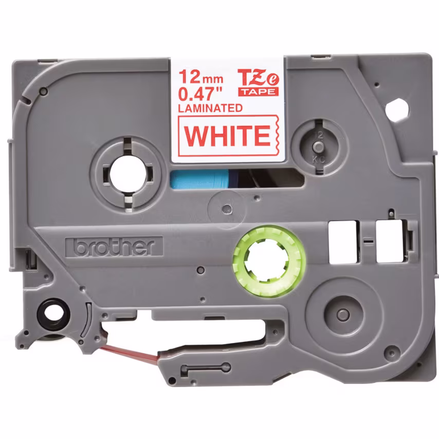 Brother Labelling Tape Cassette, Red on White, 12MM Wide