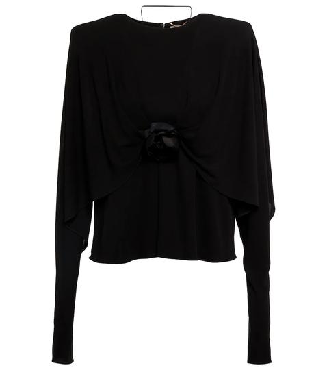 Flower-detail crêpe jersey top