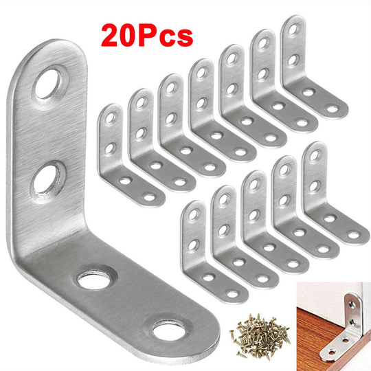 20X Corner Braces Brackets Right Angle L shape Stainless Steel Bracket
