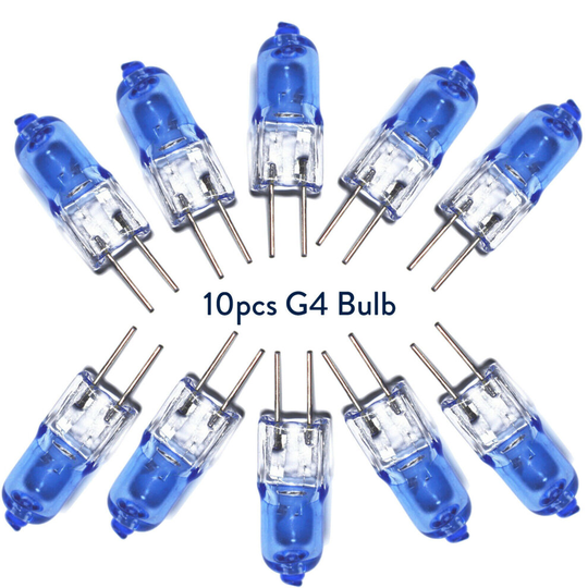 10 G4 Mini Halogen Bulbs Light Blue Transparent Capsule Lamp 20W DC 12V