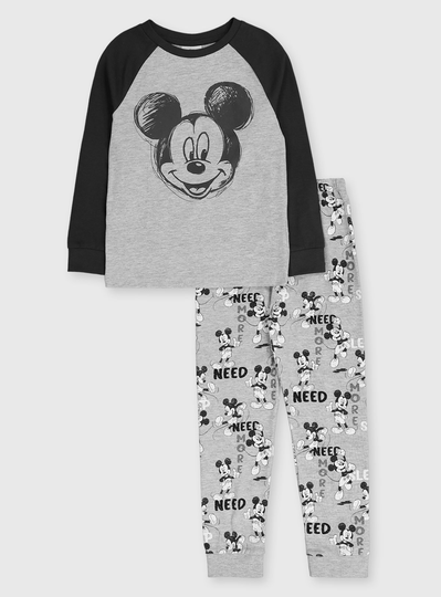 Disney Mickey Mouse Grey & Black Pyjamas - 4-5 years