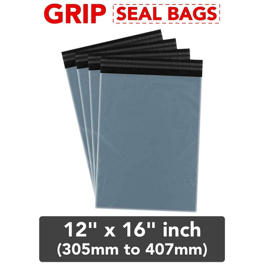 (20, 12" x 16" (305mm to 407mm)) Mailing Bags Strong Grey Grip Self Seal Plastic Poly Bag Postage UK