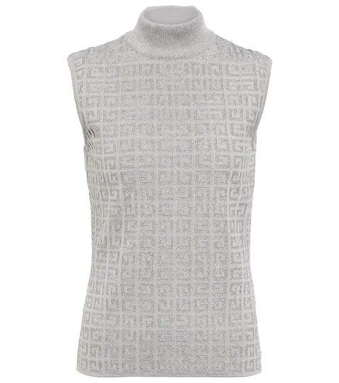4G high-neck jacquard top