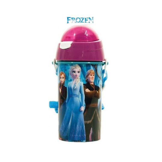 Kids Frozen Character Flip Top Sports Water Bottle With Strap 500ML
