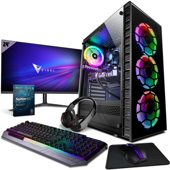 ( VIII-26 | Intel i9 11900F | RTX 3060 | 32GB RAM | 1TB NVMe M.2 | Win 11 | WiFi | 24" Monitor Bundle ) Vibox VIII Gaming PC