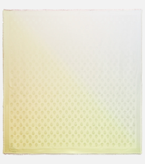 Jacquard silk and wool scarf