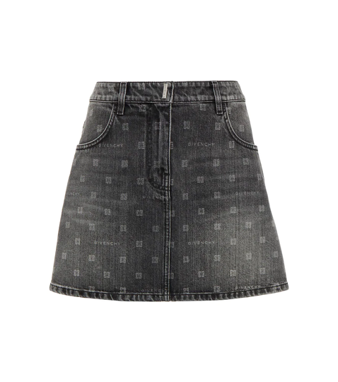 Printed denim miniskirt