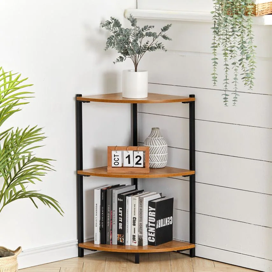 Living and Home 3 Tier Corner Shelf Rack Bookcase Storage Unit Plant Stand Organ