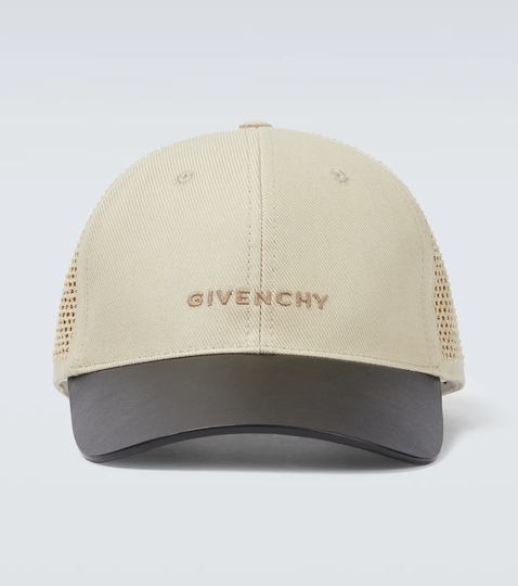 Cotton and leather baseball cap